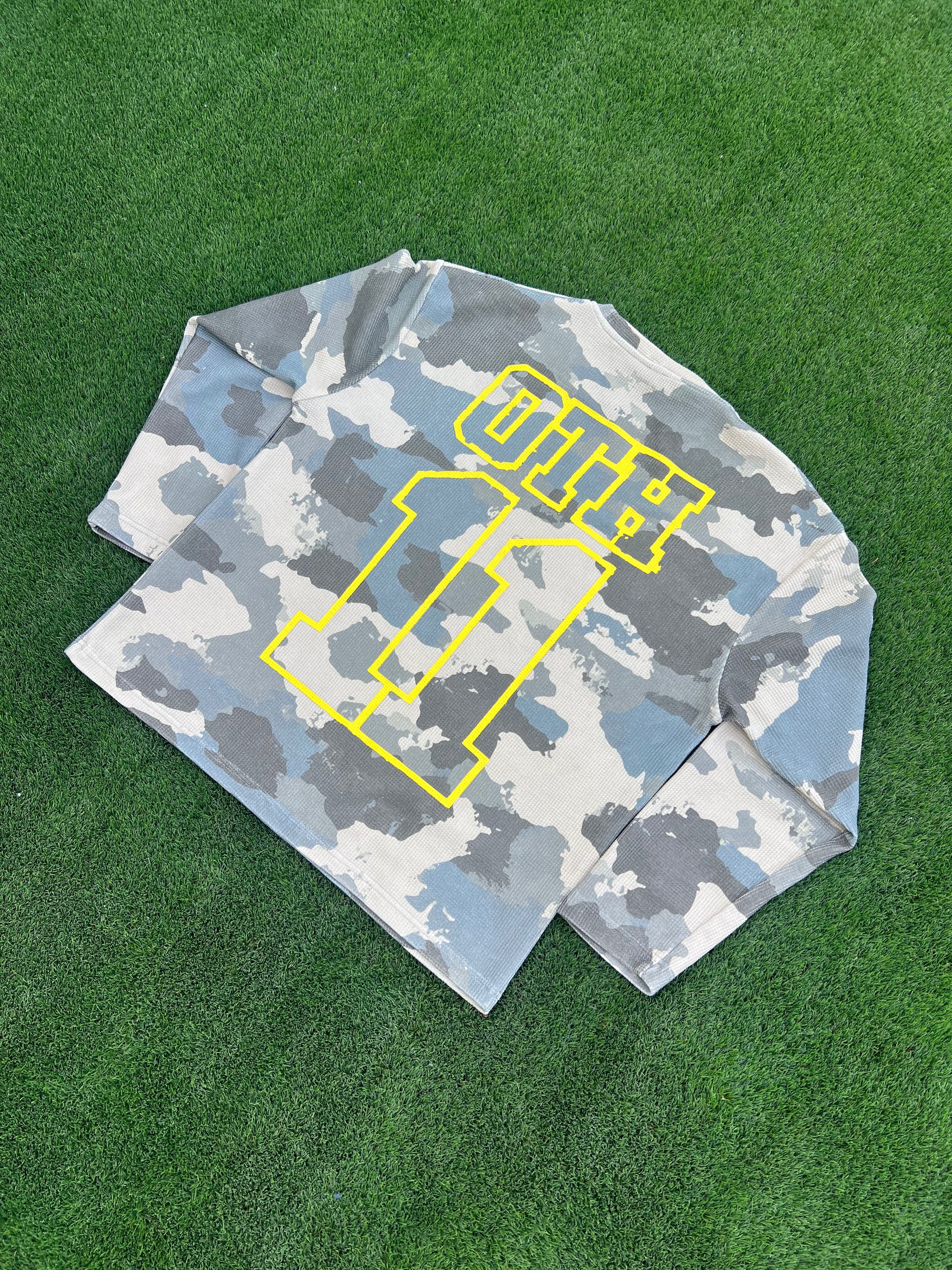 Blue Camo - Waffle Knit Jersey