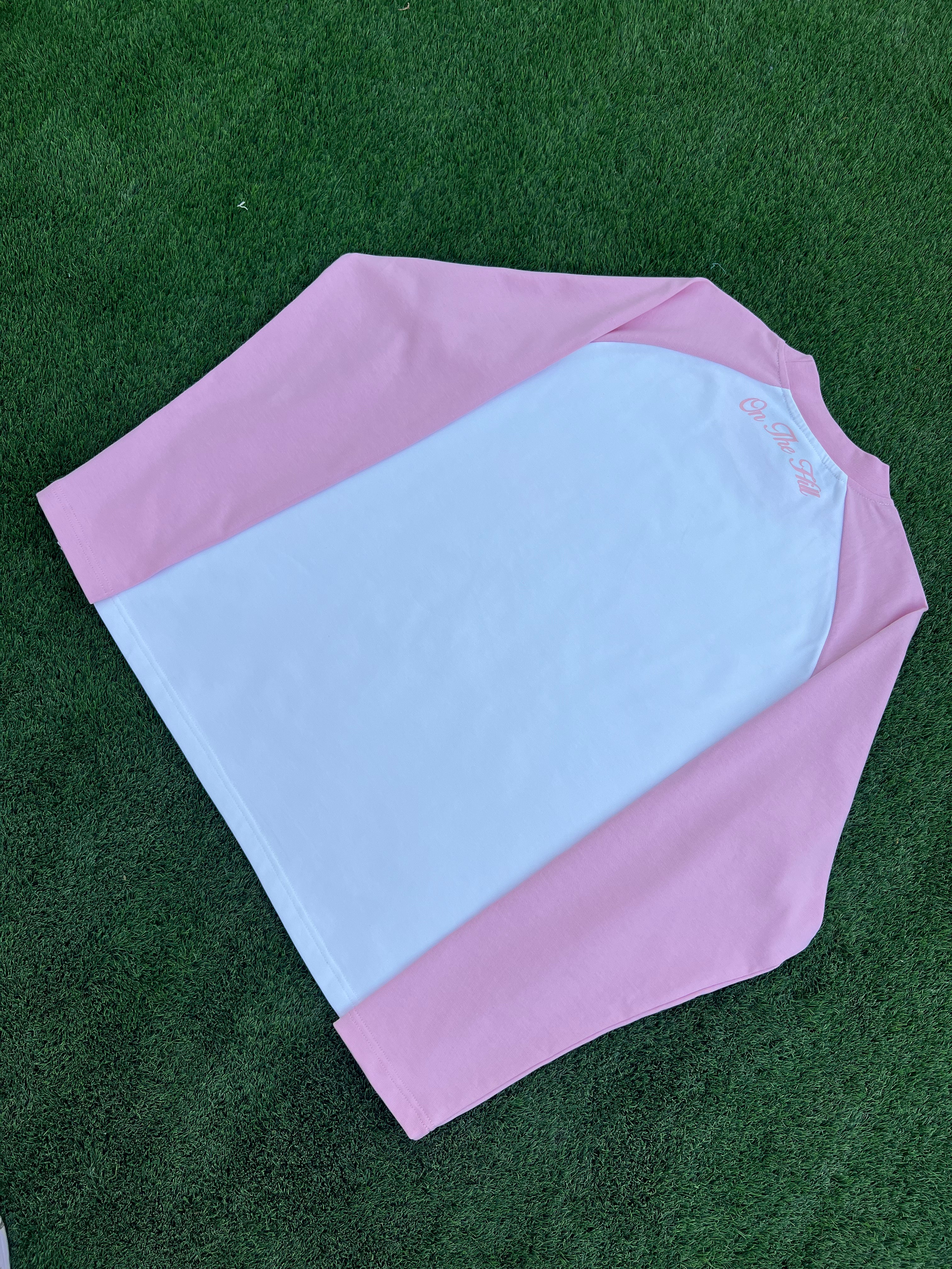 "OLD HOUSE" PINK RAGLAN LONG SLEEVE TEE